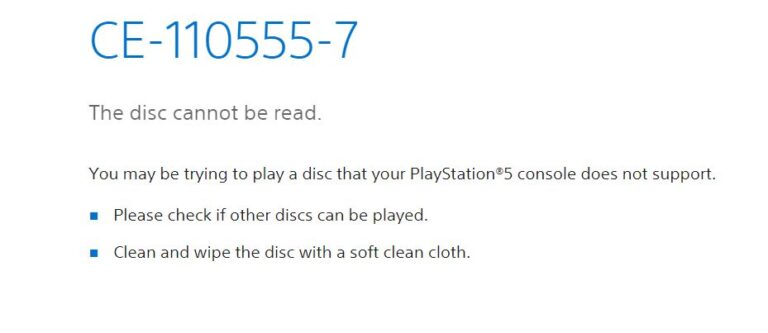 How To Fix PS5 Error Code CE 110555 7 Disk Cannot Be Read Start 