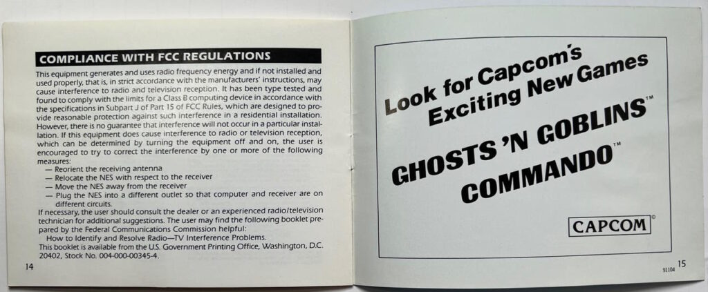 1942 for NES by Capcom manual pages 14 and 15 advertisement