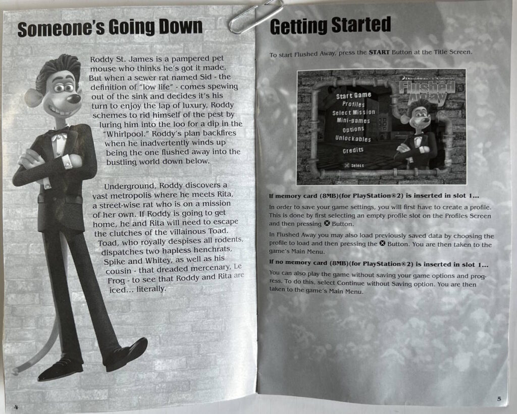Flushed Away for Playstation 2 Manual Pages 4 and 5
