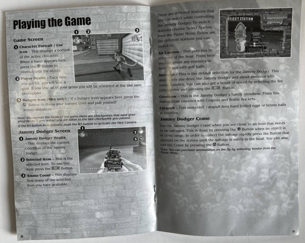 Flushed Away for Playstation 2 Manual Pages 8 and 9