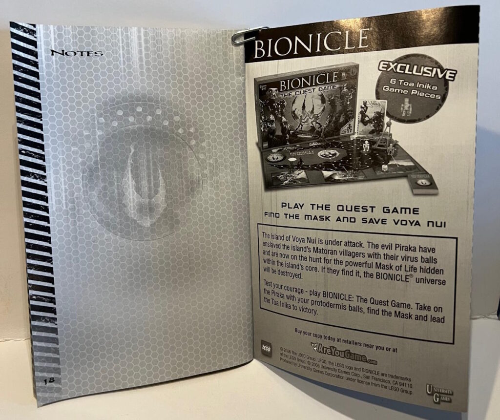 Bionicle Heroes Xbox 360 Page 18 and Page 19 - Notes and Ad