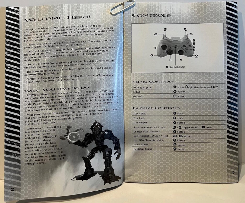 Bionicle Heroes Xbox 360 Page 2 and Page 3 - Controls